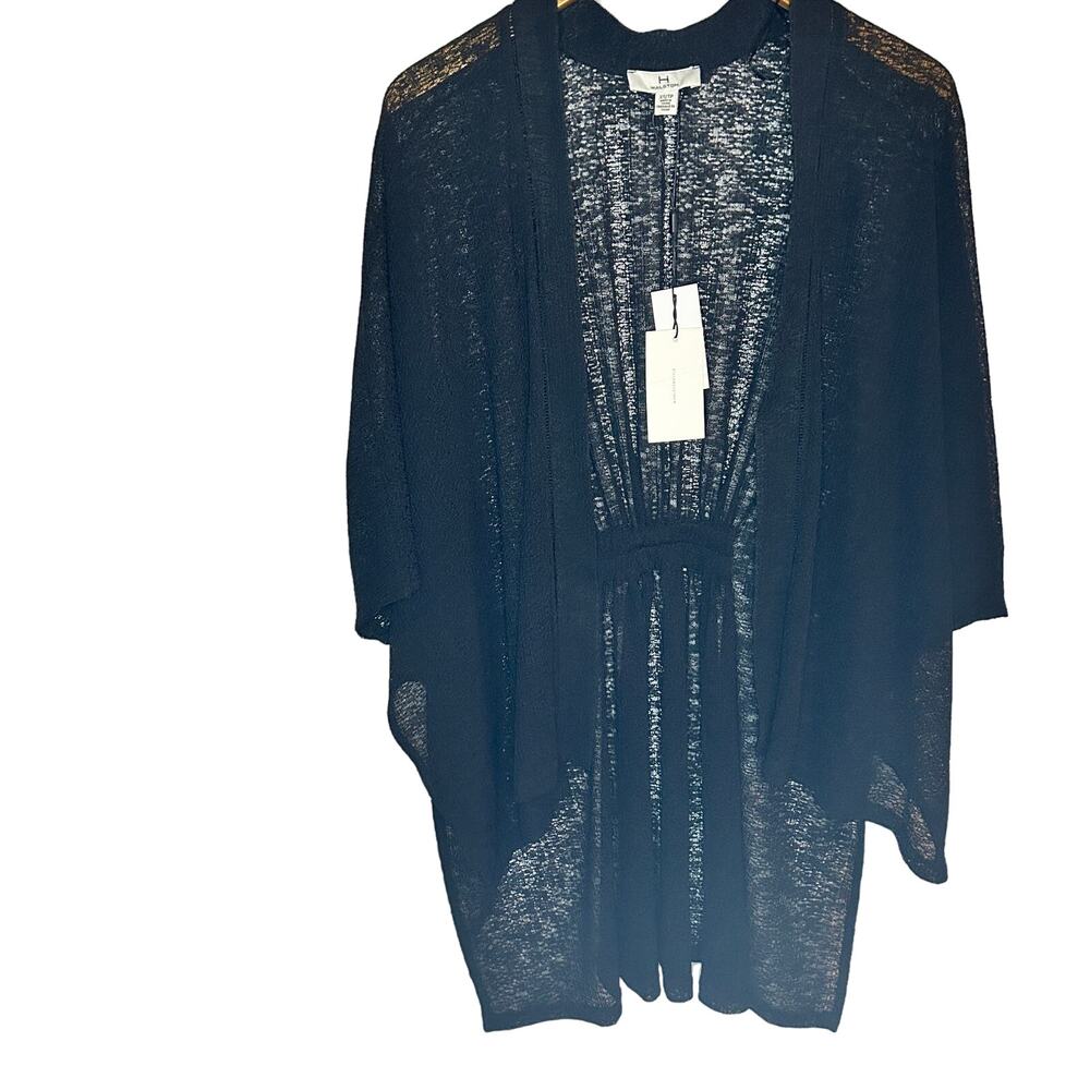 NWT H by Halston Cardigan Sweater XS Black Cover Up Top Blouse Shirt Women's